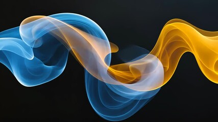 Wall Mural - abstract blue and orange smoke swirls against a black background