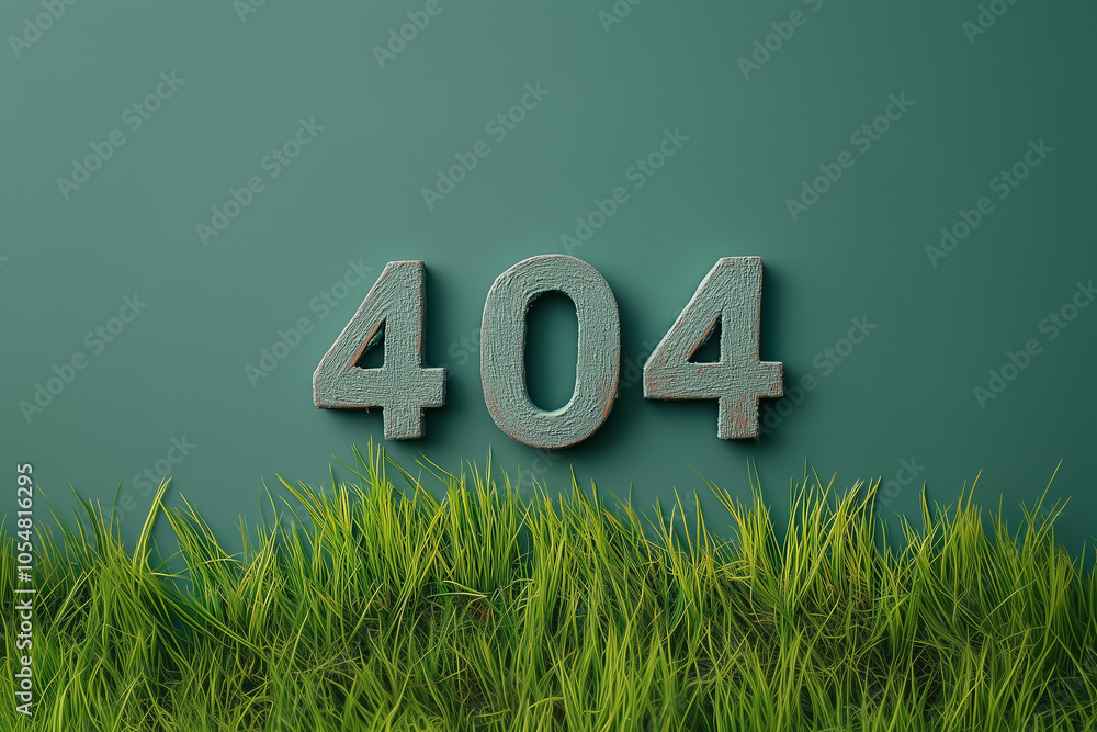 404 error page with green grass and plants