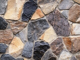 Leinwandbilder - Natural Stone Wall with Polished Surface and Multicolored Rock Patterns : Generative AI