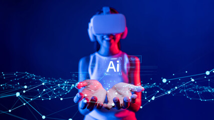 Human interact with AI artificial intelligence virtual assistant chatbot in concept of AI artificial intelligence prompt engineering, LLM AI deep learning to use generative AI for work support. FaaS