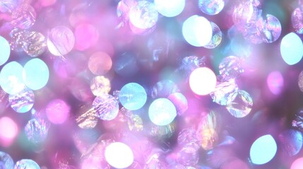 Aufkleber - Vibrant Multicolored Bokeh Background with Pink and Blue Glitter Effects : Generative AI