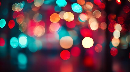 Poster - Vibrant Abstract Bokeh with Red and Blue Hues Creating a Festive Atmosphere : Generative AI
