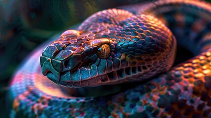 Poster - Close Up of a Snake's Eye - Colorful Reptile with Intricate Scales