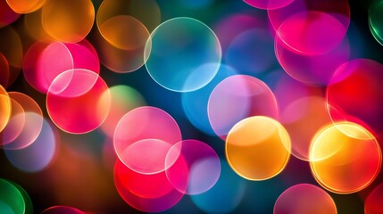 Poster - Vibrant Multicolored Bokeh with Bright Lights in a Festive Celebration : Generative AI