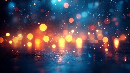 Poster - Vibrant Artistic Bokeh Lights on Dark Background for Festive Celebrations and Events : Generative AI