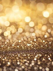 Fototapete - Golden Bokeh Light Background with Warm Sparkling Abstract Illumination for Festive Celebration : Generative AI