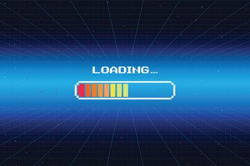 Wall Mural - loading bar .pixel art .8 bit. retro game. for game assets in vector illustrations. retro futurism s