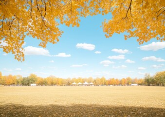 Wall Mural - Autumn Festival Bliss Nature Celebration with Fall Foliage and Open Skies - Perfect for Thanksgiving and Halloween