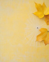 Poster - Dewy Spider Web and Autumn Leaves in Morning Light – Capturing Falls Intricate Beauty for Thanksgiving and Halloween