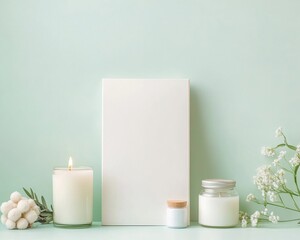 Aufkleber - Minimalist Candle Display with Pastel Background for Elegant Home Decor