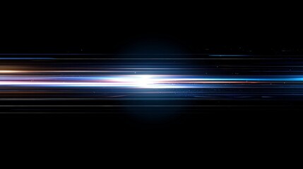 Abstract background with blue and orange gradient light streaks on black