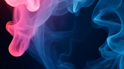 Wall Mural - pink and blue ink swirl and blend together against a black background