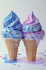 Wall Mural - Two Ice Cream Cones with Sprinkles