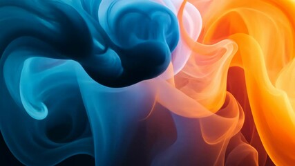 Wall Mural - Blue and orange smoke swirl together in a mesmerizing dance
