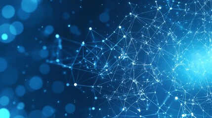 Aufkleber - A glowing, abstract representation of interconnected nodes and lines, showcasing a digital network in shades of blue.