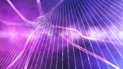 Wall Mural - futuristic glowing nerve cell with digital lines animation background.