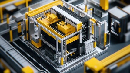 Wall Mural - modular industrial plant with movable components for flexible production.