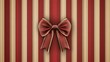 © WITTAYA  ANGMUJCHA - Ultra-realistic Christmas card design with a red and gold vertical striped background, centered decorative bow, and rich color tones, front view.