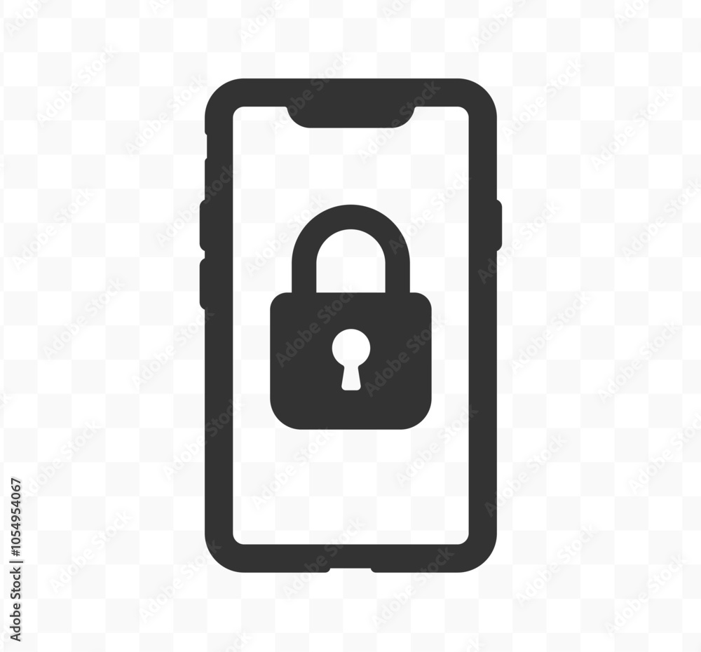 Locked smartphone icon symbol. Phone and lock logo sign. Mobile account ...