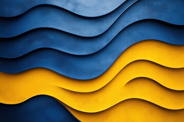 Abstract blue and yellow wavy pattern background.