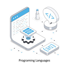 Programing Languages isometric stock illustration Eps 10 File