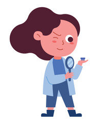 Wall Mural - scientist girl with magnifier