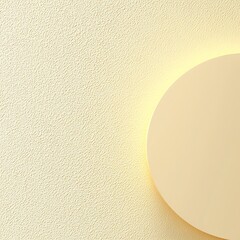 Wall Mural - A minimalist design featuring a circular object against a textured, light-colored background, illuminated softly.