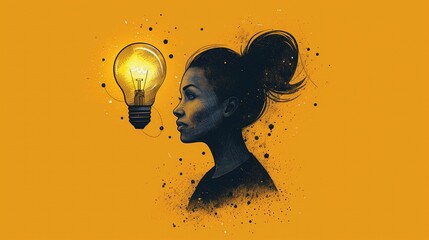 a lightbulb inside of a head that represents gen-z, sketched. idea generation