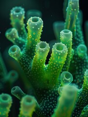 Wall Mural - A close-up of vibrant green coral. AI.