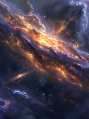 Wall Mural - a fiery nebula in the vast expanse of space. ai.