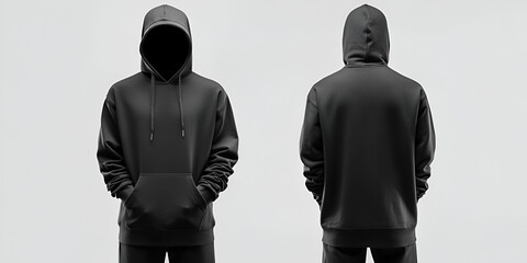 Black Hoodie Mockup, Front and Back Views