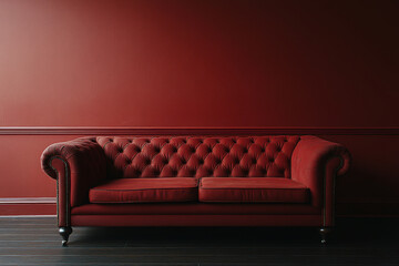 red sofa against empty wall background. modern couch in living room interior. interior furniture