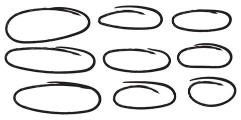 Wall Mural - circle hand drawn marker doodle line style for web site, logo and text check. vector illustration