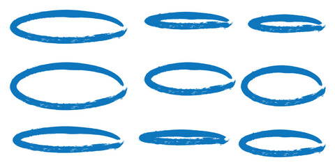 Wall Mural - handwritten red round circles set. pen or marker doodle scribble, pencil borders, grunge ovals, line