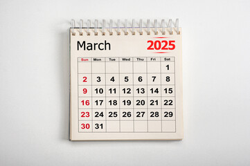 March 2025. Resolution, strategy, solution, goal, business and holidays. Date month March 2025. Monthly desk calendar March 2025. planning new year