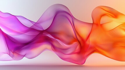 Wall Mural - vibrant waves of purple and orange flowing gracefully in a soft gradient backdrop during daylight