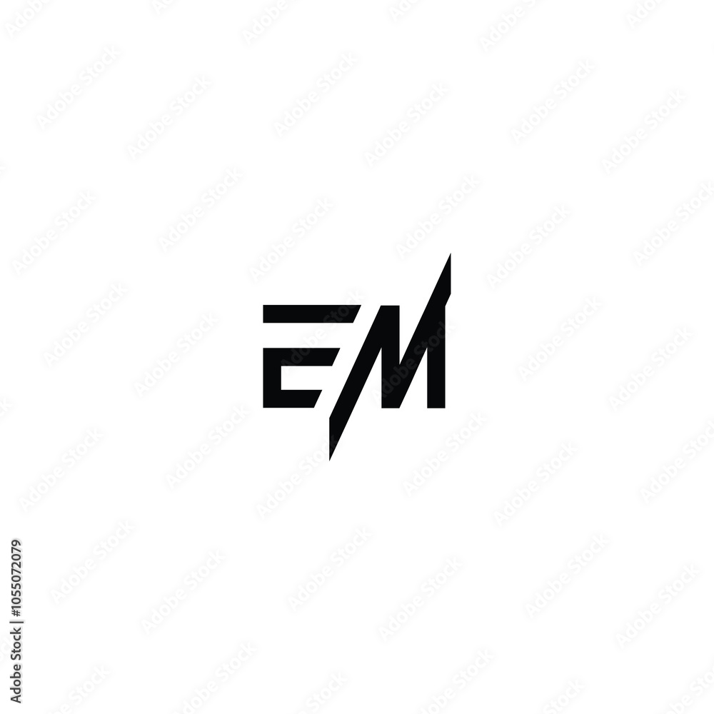 EM monogram logo design letter text name symbol monochrome logotype ...