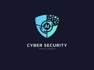 Wall Mural - cyber security intelligence data protection shield with letter ai circle technology analysis vector 