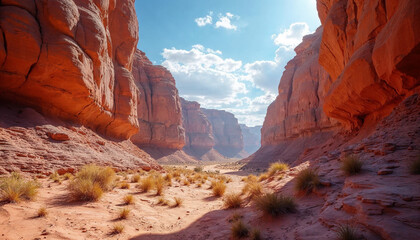 Beautiful sandstone canyons surrounding page arizona light filtering down into the canyon depths arizona united states of america