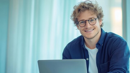 Wall Mural - The Smiling Man with Laptop