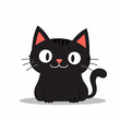 © InspirationDesign - Cute Black Cat Icon in Vector Style, Sitting with Tail Up