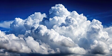 white puffy clouds against dark blue sky
