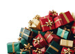 © bluebeat76 - Christmas presents wrapped in colorful paper forming a pile on transparent background