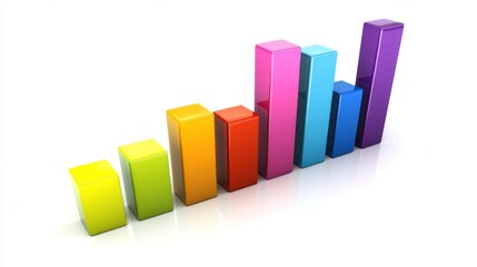 Fototapete - Colorful Bar Graph Representing Data Growth
