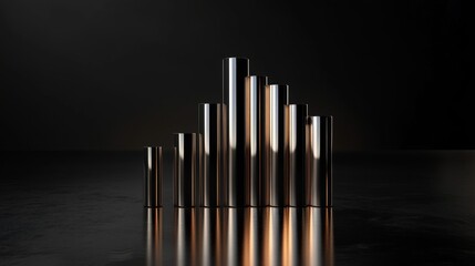 Fototapete - Modern Metallic Bars on Dark Background