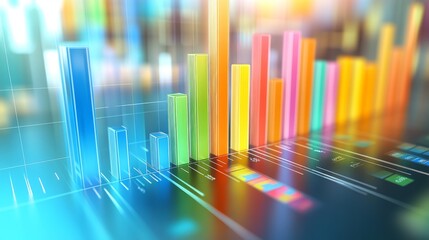 Fototapete - Colorful Data Visualization with Bar Graphs and Charts