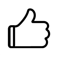 Fototapete - Thumb up line vector icon isolated on transparent background. Outline Like sign png
