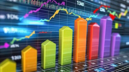 Leinwandbilder - Colorful Financial Graph with Trend Analysis