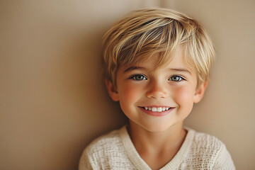 portrait of an white little boy with a smile