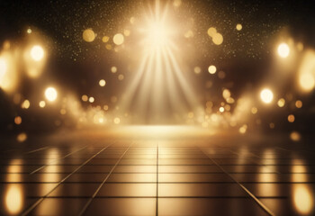Wall Mural - a spotlight shines brightly on a tiled floor, surrounded by a soft, shimmering glow.